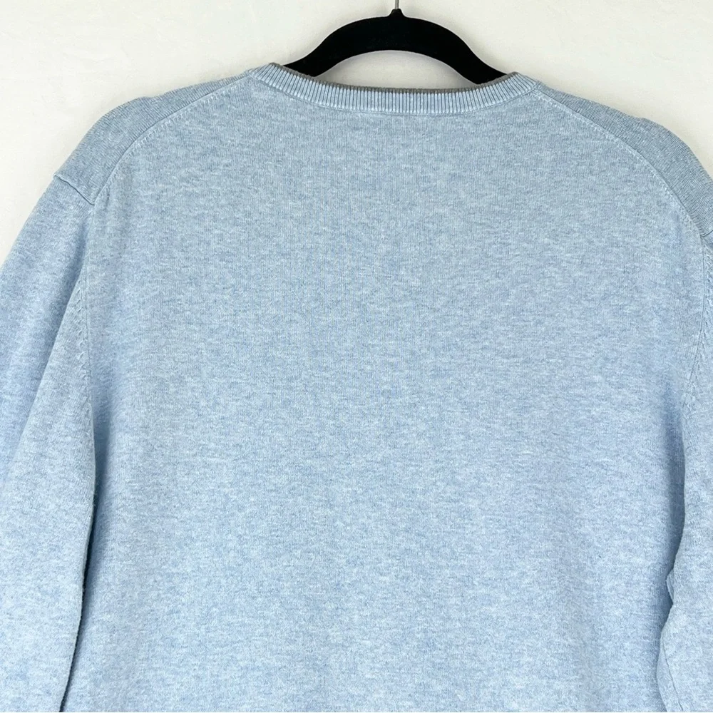 Collars & Co Blue Luxury Touch Cotton and Cashmere V-Neck Sweater Sz XL Pullover